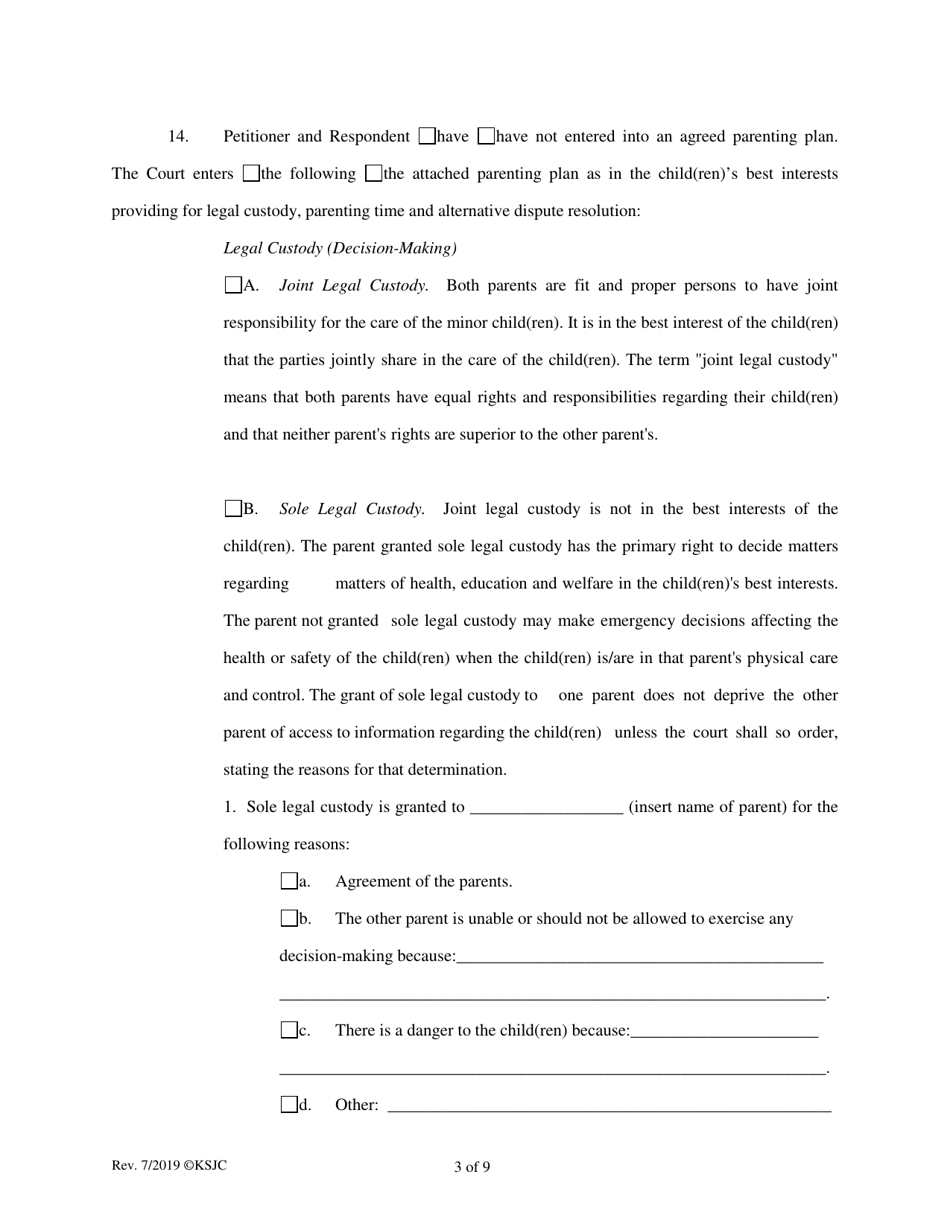 Decree of Divorce (With Children) - Kansas, Page 3