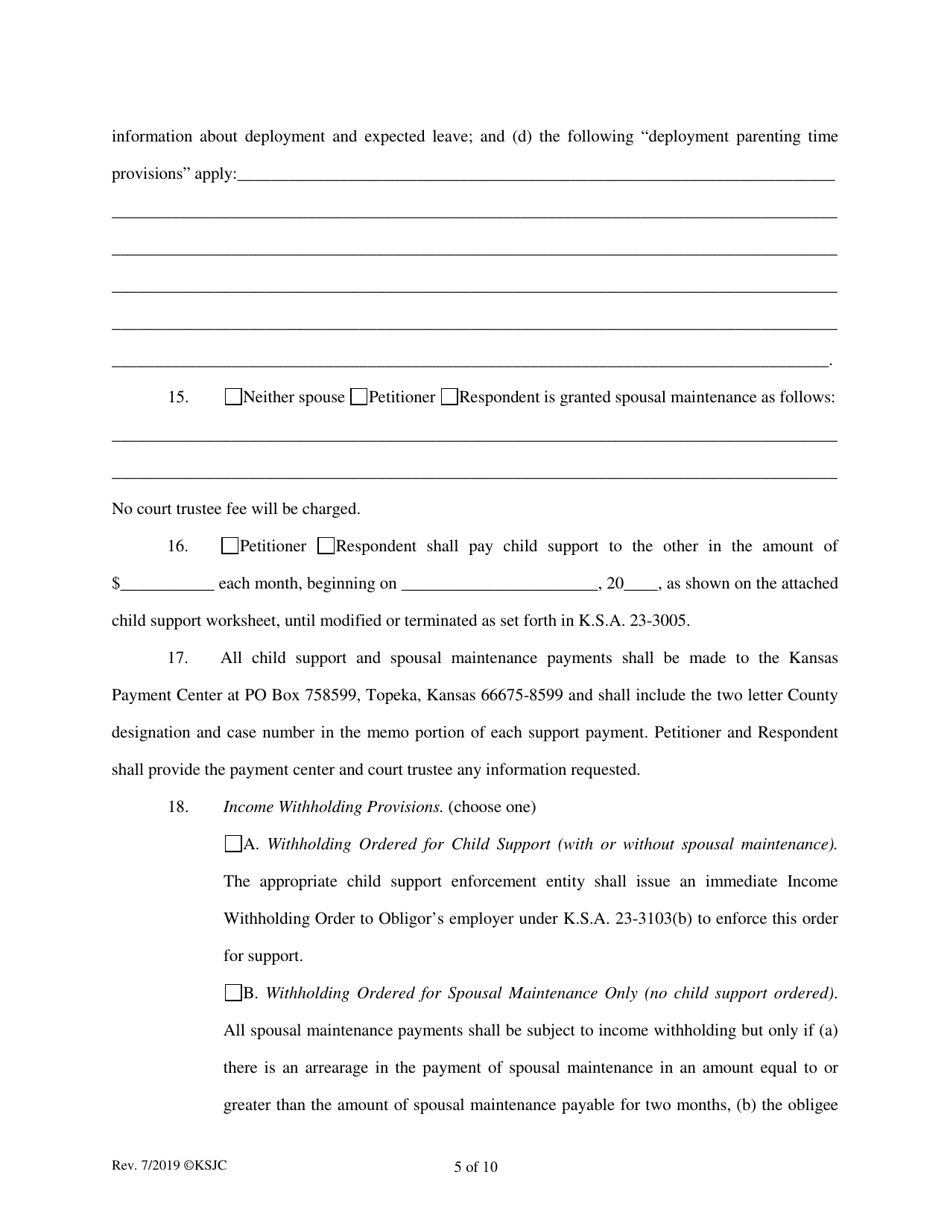 Decree of Divorce (With Children) - Kansas, Page 5