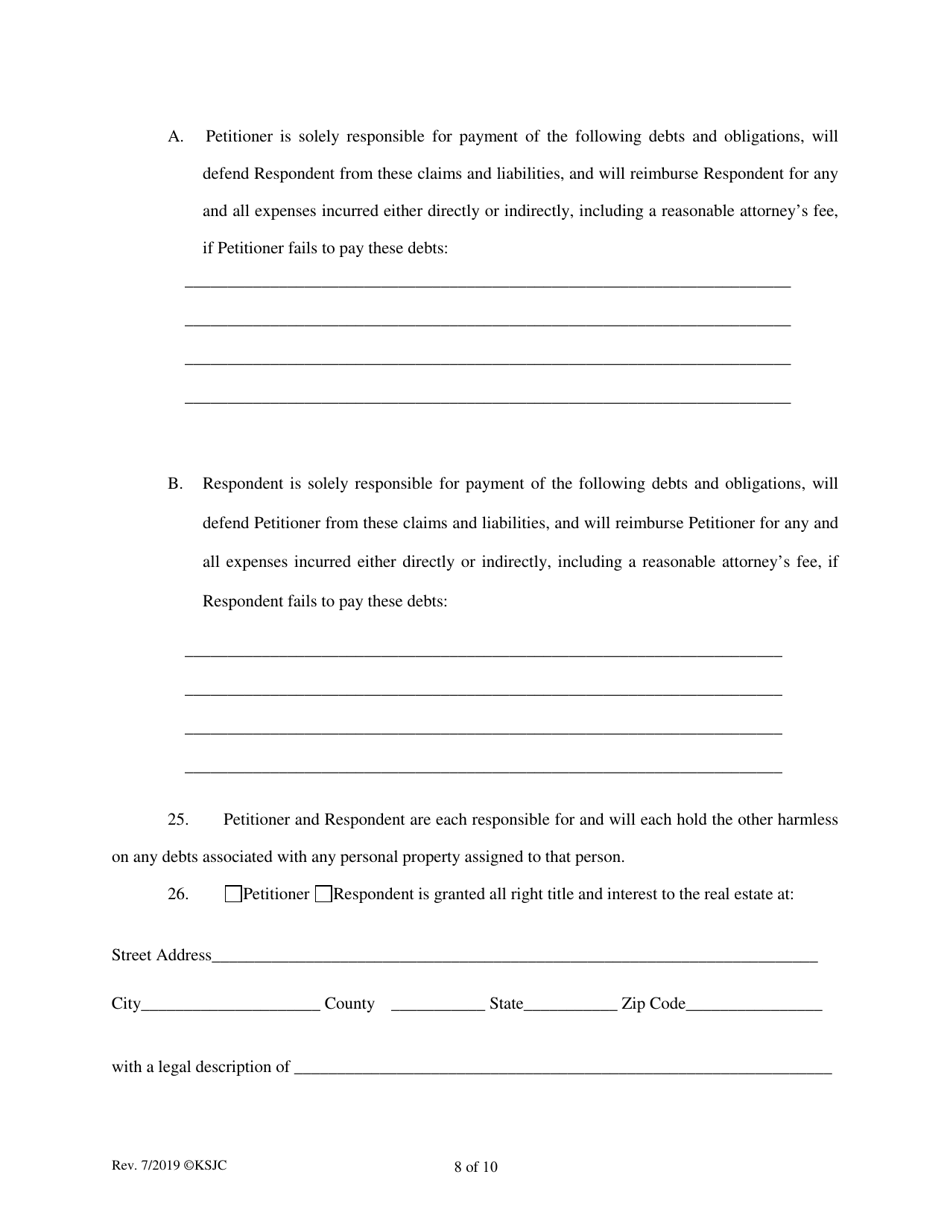 Decree of Divorce (With Children) - Kansas, Page 8