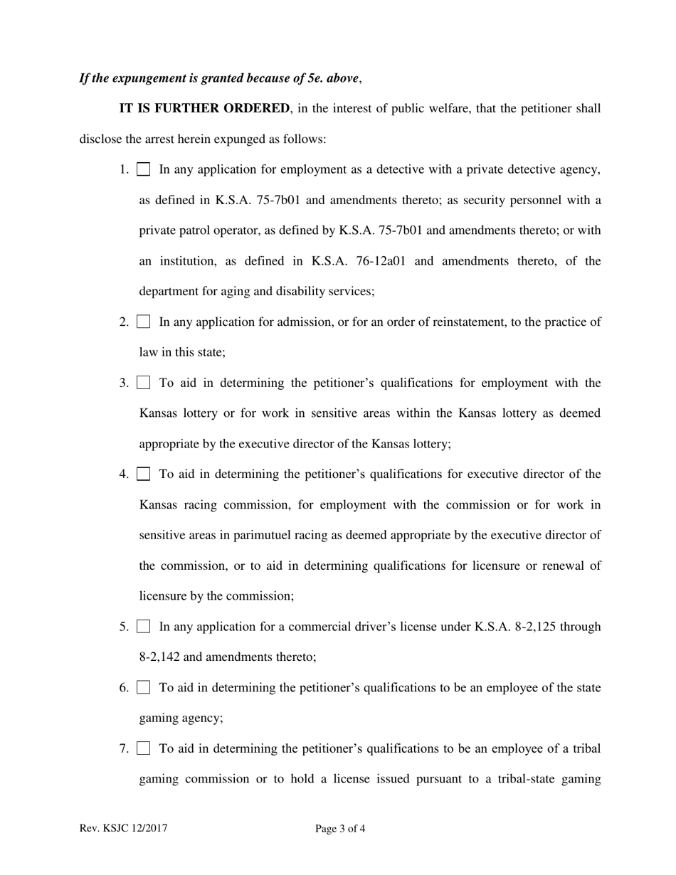 Order for Expungement of Arrest Record - Kansas, Page 3