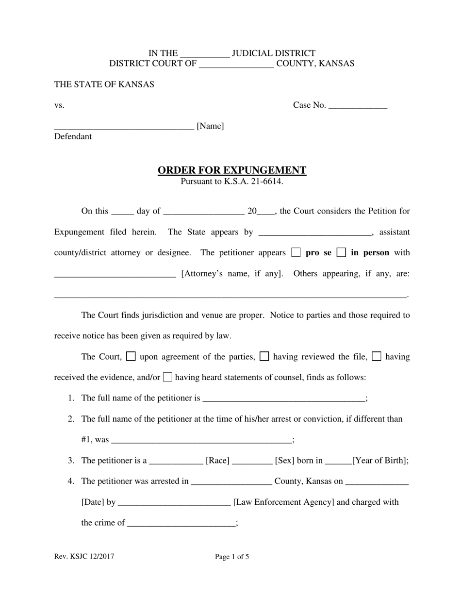 Order for Expungement - Kansas, Page 1