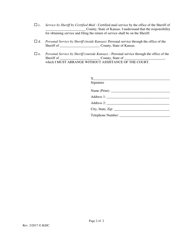 Request and Service Instruction Form (Post-judgment Motions) - Kansas, Page 2