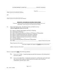 Document preview: Request and Service Instruction Form (Post-judgment Motions) - Kansas