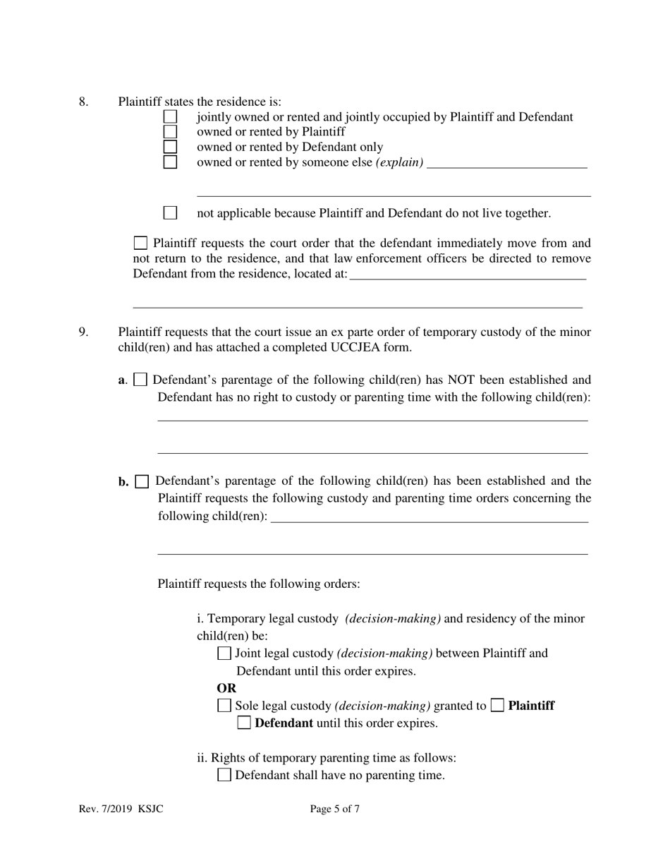 Petition for Protection From Abuse Order - Kansas, Page 5
