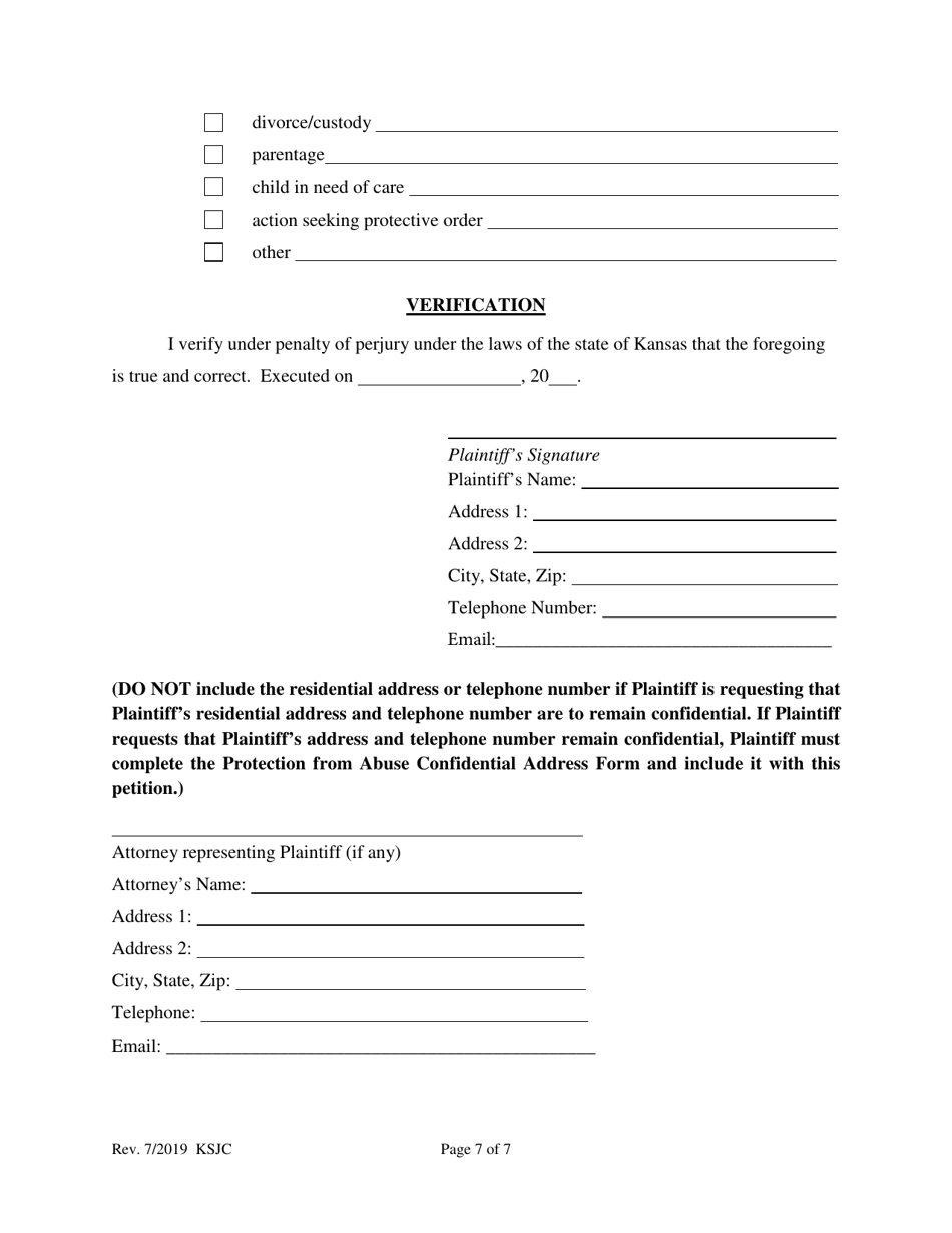 Petition for Protection From Abuse Order - Kansas, Page 7