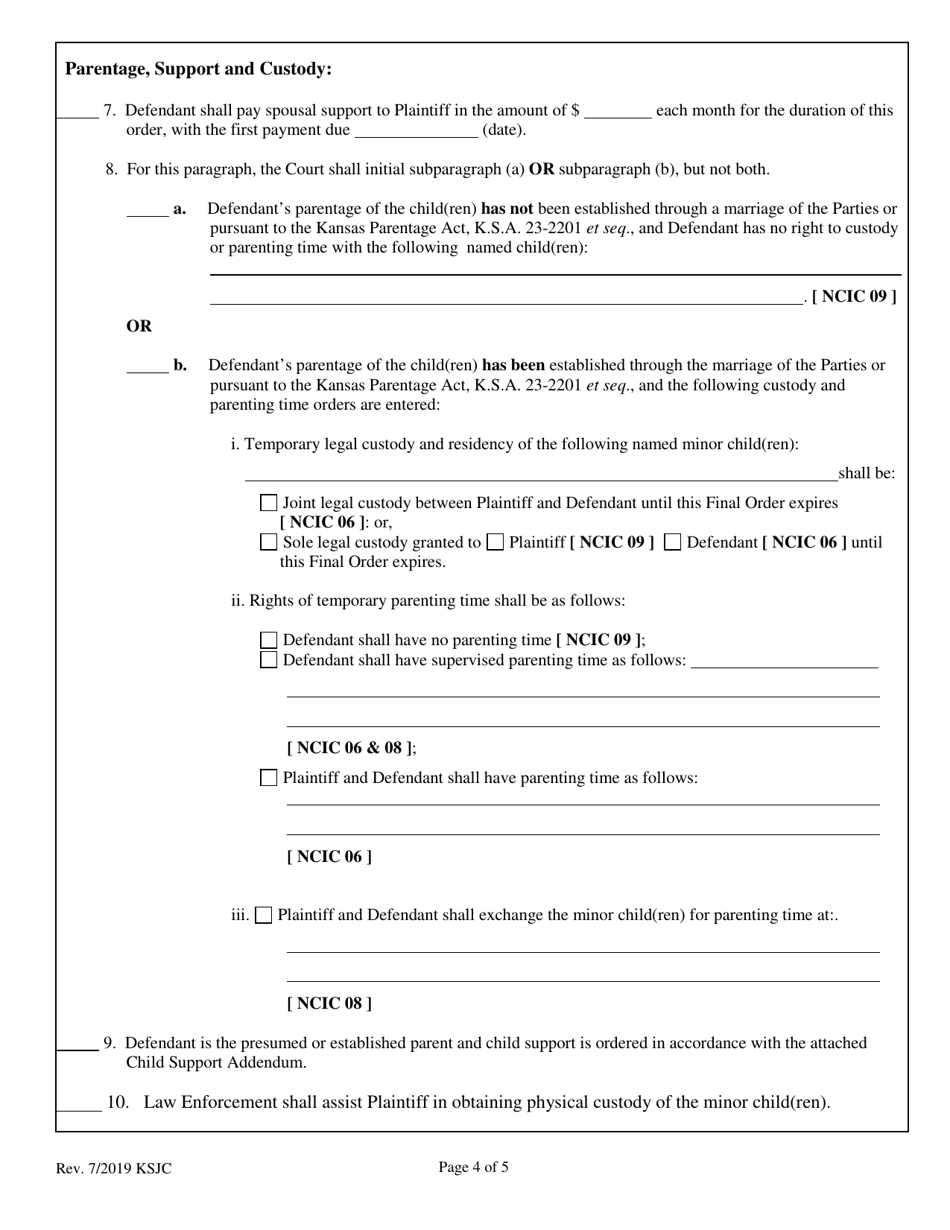 Final Order of Protection From Abuse - Kansas, Page 4