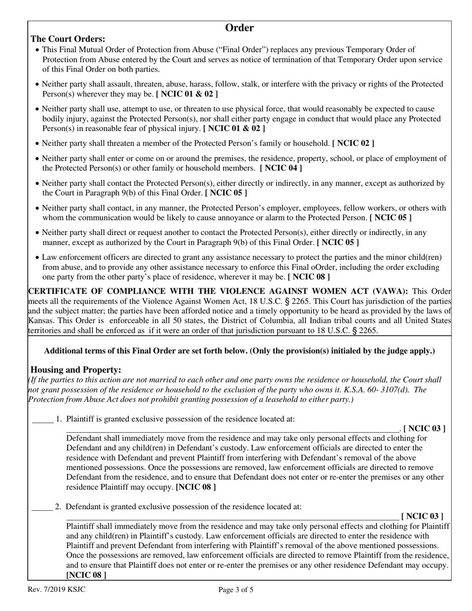 Mutual Order of Protection From Abuse - Kansas, Page 3