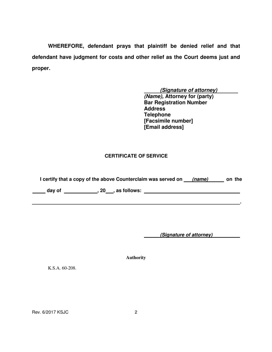 Answer With Defenses - Kansas, Page 2