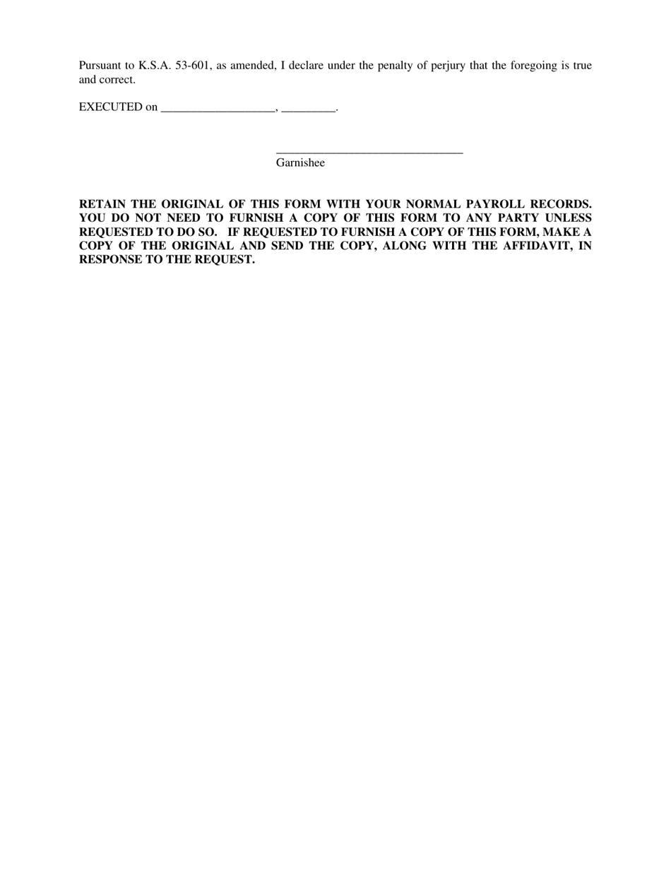 Written Explanation of Garnishees Computation of Earnings Withheld - Kansas, Page 3