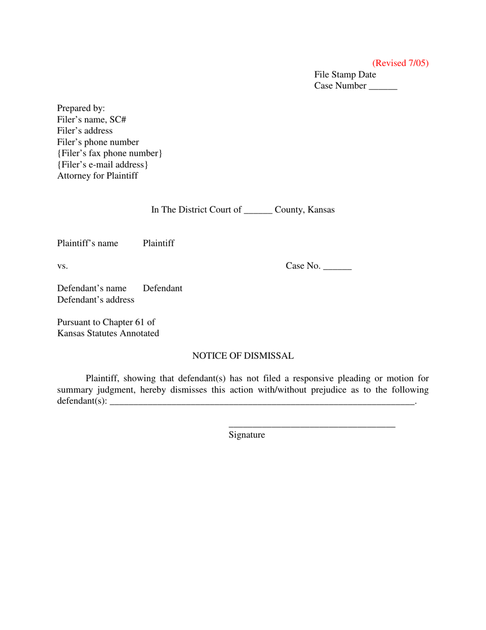 Notice of Dismissal - Kansas, Page 1