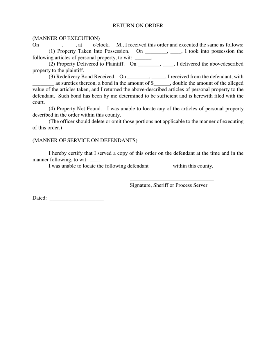 Order for Delivery of Property - Kansas, Page 2
