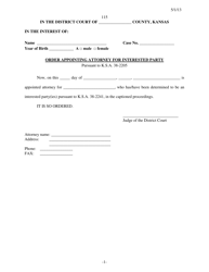 Form 115 Order Appointing Attorney for Interested Party - Kansas