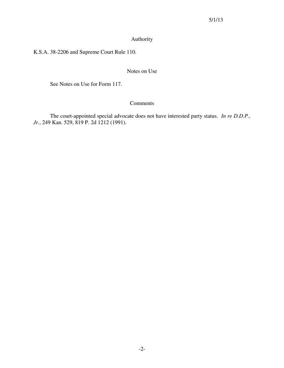 Form 119 Order Discharging Court Appointed Special Advocate - Kansas, Page 2