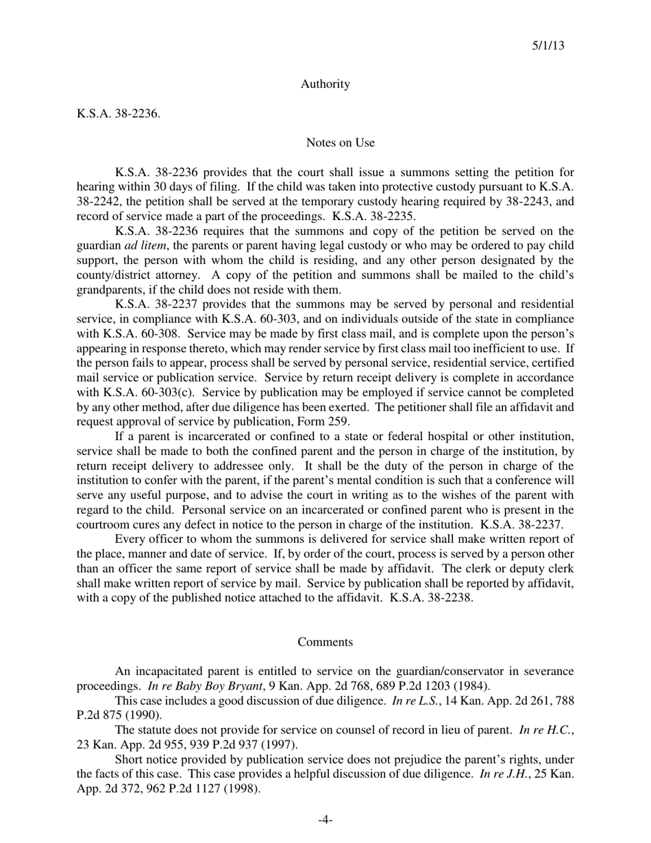 Form 122 Summons - Kansas, Page 4