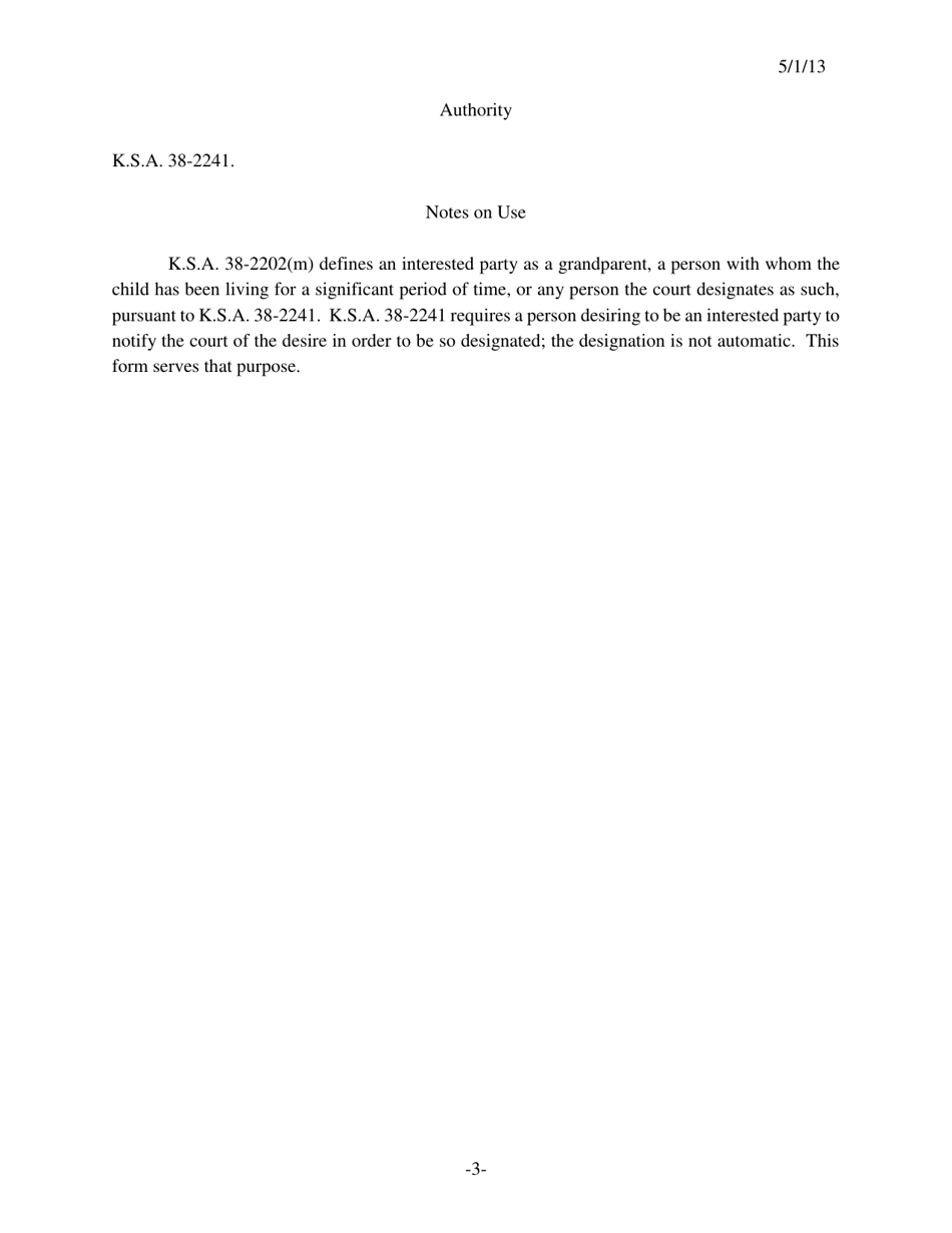 Form 126 Motion for Interested Party Status - Kansas, Page 3
