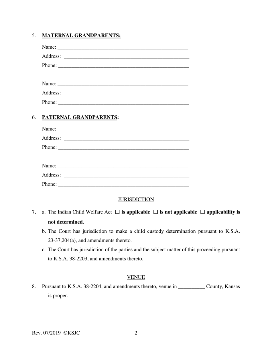 Form 110 Petition - Kansas, Page 2