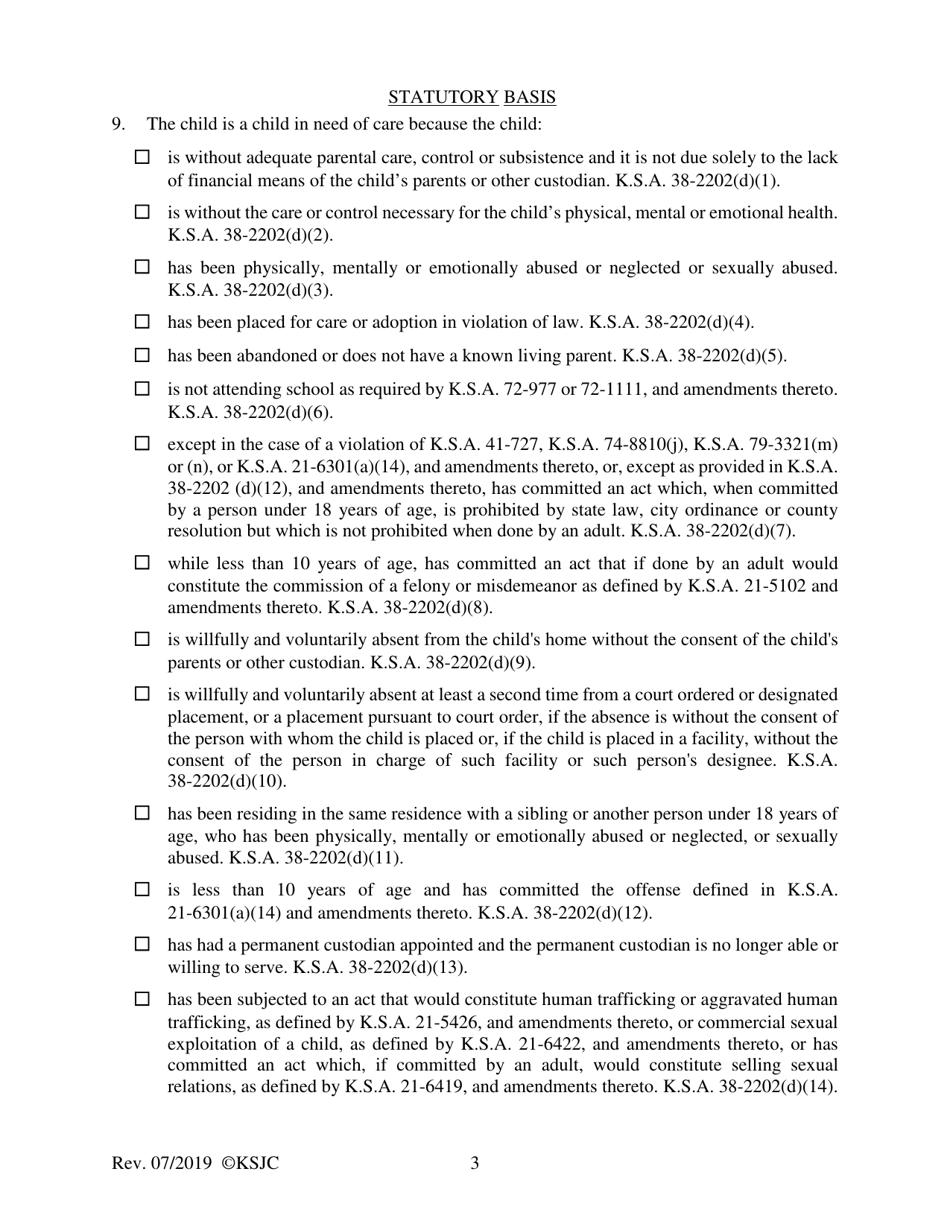Form 110 Petition - Kansas, Page 3