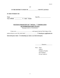 Form 129 Petition for Review of Denial or Termination of Interested Party Status - Kansas