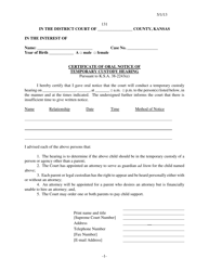 Form 131 Certificate of Oral Notice of Temporary Custody Hearing - Kansas