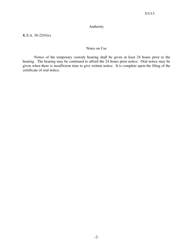 Form 131 Certificate of Oral Notice of Temporary Custody Hearing - Kansas, Page 2