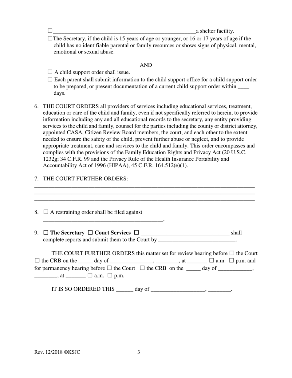 Form 162 Journal Entry and Order of Rehearing of Disposition - Kansas, Page 3