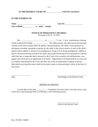Document preview: Form 171 Notice of Permanency Hearing - Kansas