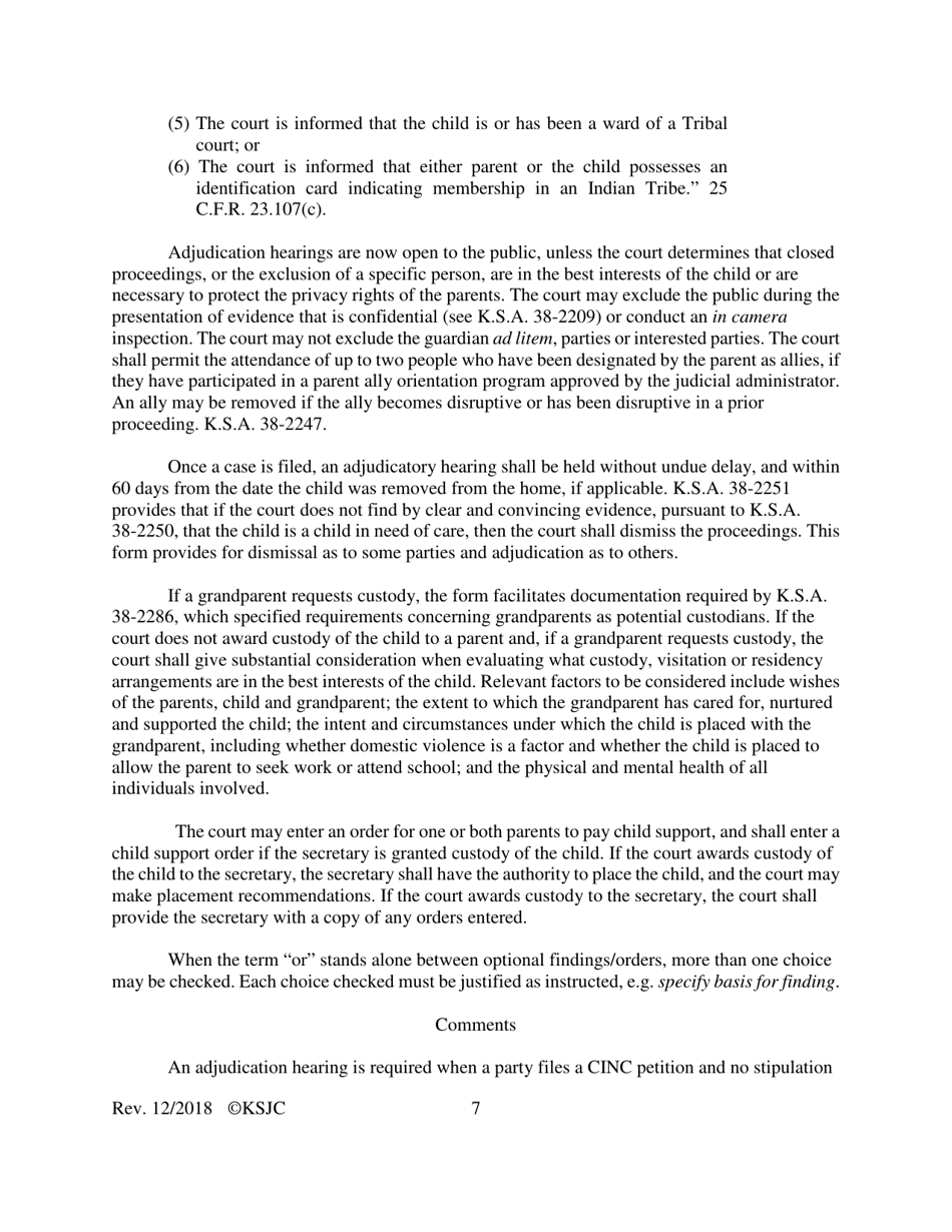 Form 140.1 Journal Entry and Order of Adjudication - Kansas, Page 7