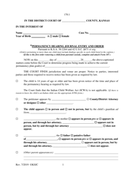 Document preview: Form 170.1 Permanency Hearing Journal Entry and Order - Kansas