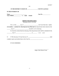 Form 161 &quot;Order for Rehearing&quot; - Kansas