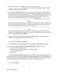 Form 174.2 Order Authorizing Secure Placement for Violation of Valid Court Order to Remain in Placement - Kansas, Page 2