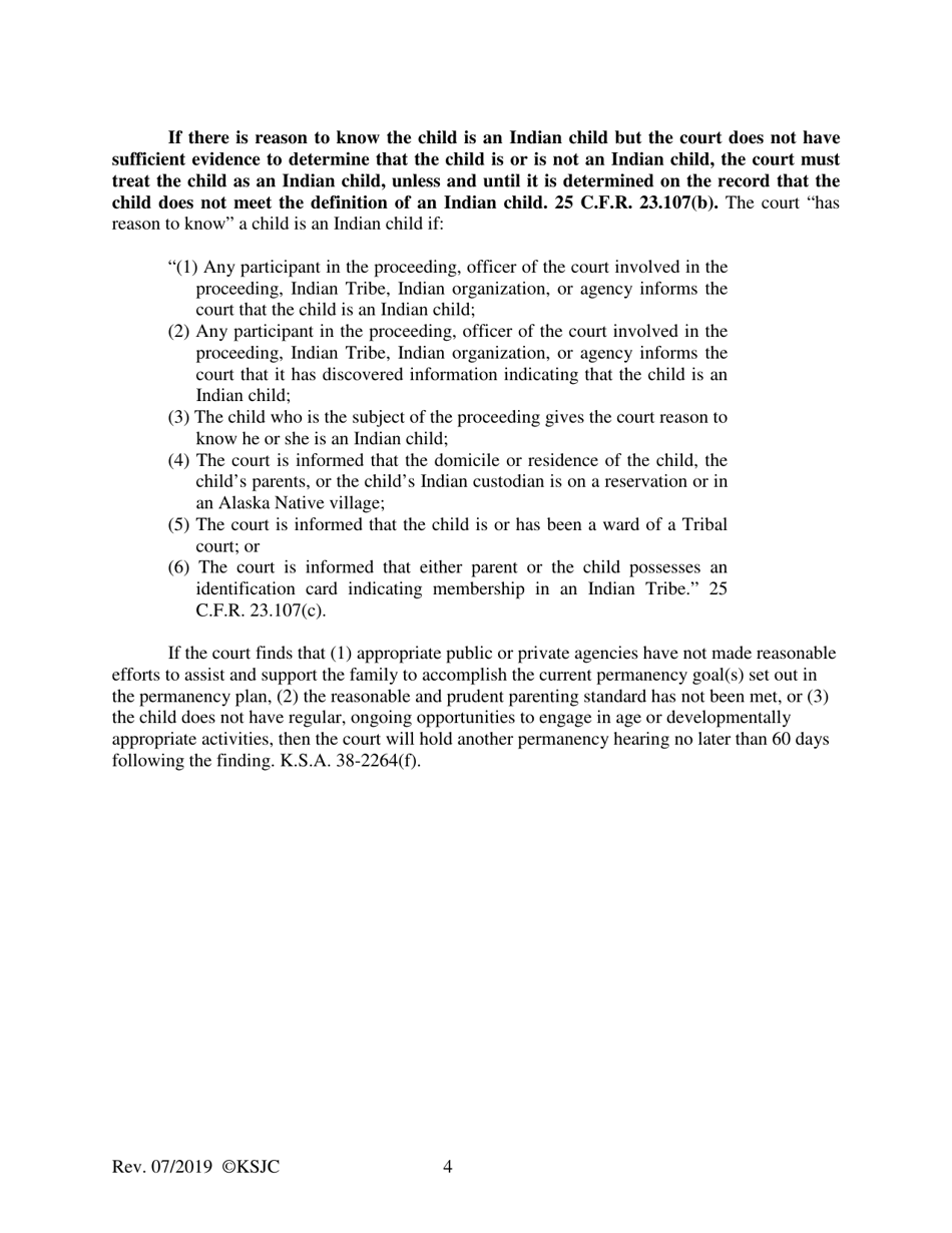 Form 188.2 Permanency Hearing Order Based on the Citizen Review Board Recommendations Hearing Post-termination - Kansas, Page 4