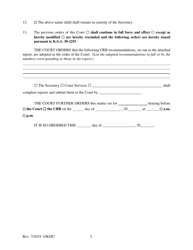 Form 188.4 Permanency Hearing Order Post-termination Based on the Citizen Review Board Hearing for Another Planned Permanent Living Arrangement - Kansas, Page 3