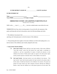 Form 176 &quot;Order for Custody and Adopting Parenting Plan&quot; - Kansas
