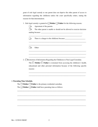 Form 176 Order for Custody and Adopting Parenting Plan - Kansas, Page 2