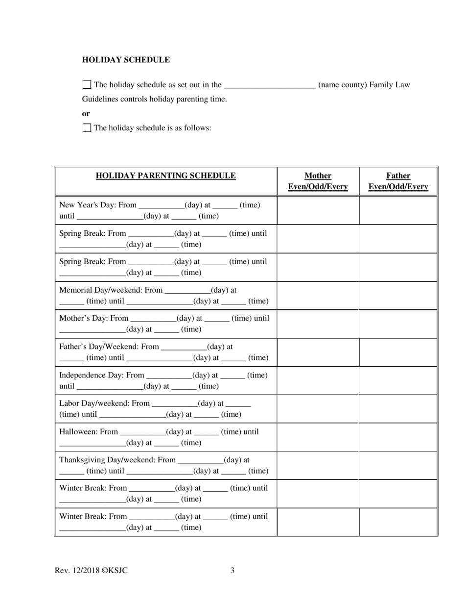 Form 176 Order for Custody and Adopting Parenting Plan - Kansas, Page 3