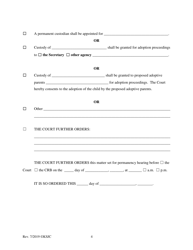Form 185 Finding of Unfitness and Order Terminating Parental Rights or Appointing Permanent Custodian - Kansas, Page 4