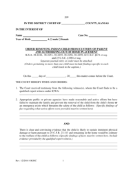 Form 209 Order Removing Indian Child From Custody of Parent and Authorizing out of Home Placement - Kansas