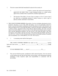 Form 209 Order Removing Indian Child From Custody of Parent and Authorizing out of Home Placement - Kansas, Page 2