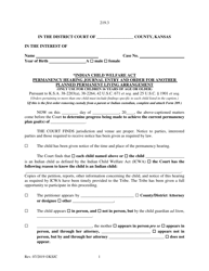 Form 219.3 Indian Child Welfare Act Permanency Hearing Journal Entry and Order for Another Planned Permanent Living Arrangement - Kansas