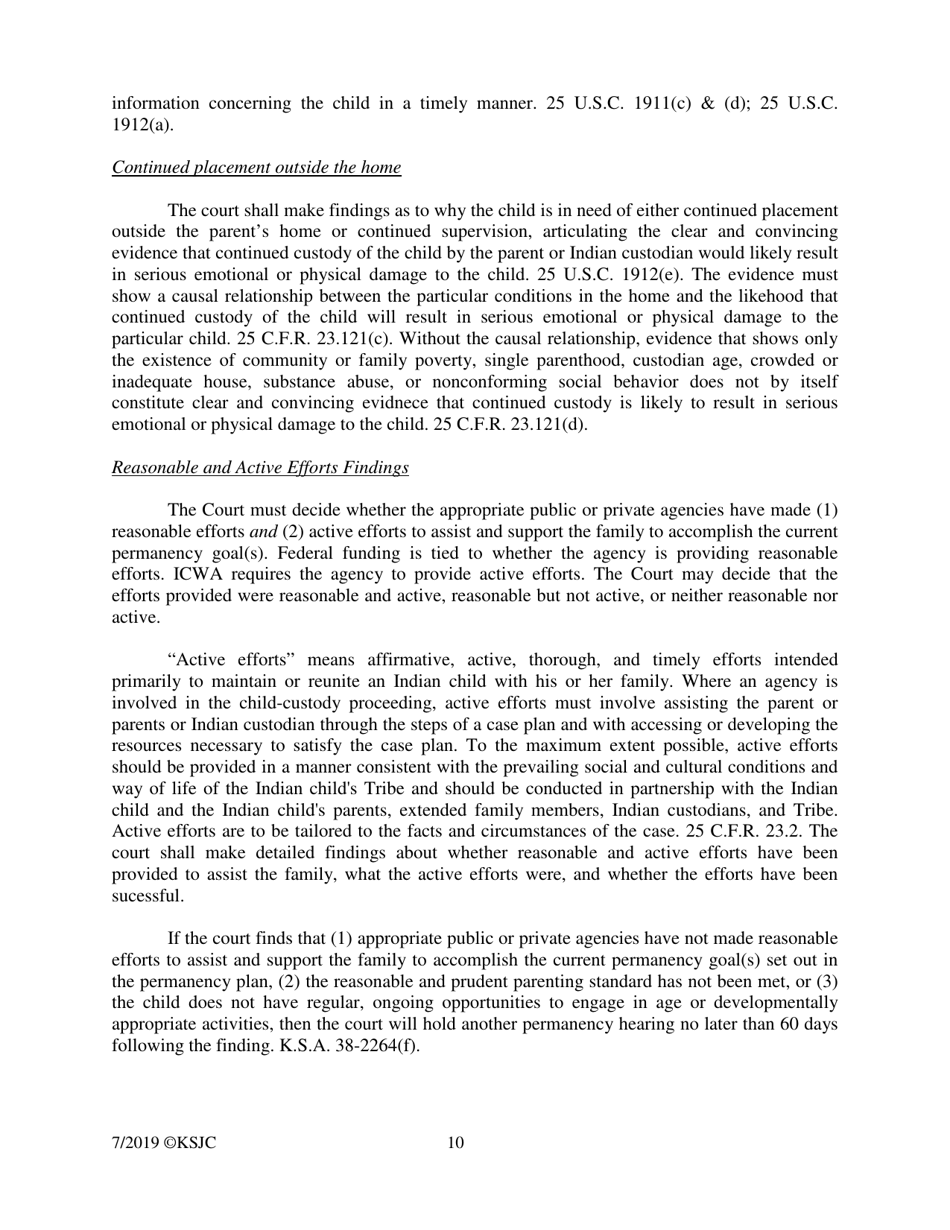 Form 219.5 Indian Child Welfare Act Qualified Residential Treatment Program Placement Permanency Hearing Journal Entry and Order - Kansas, Page 10