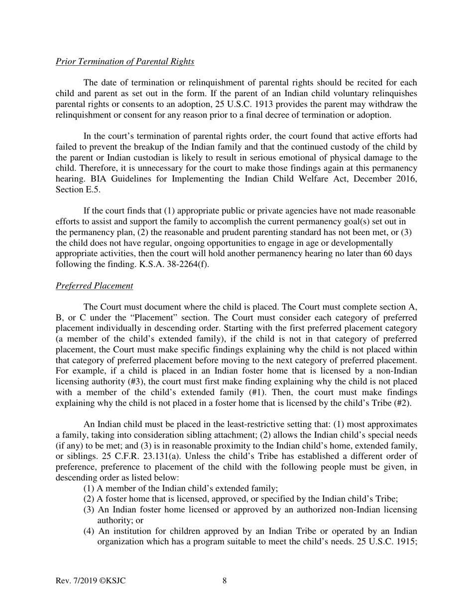 Form 221.2 Indian Child Welfare Act Permanency Hearing Order Based on the Crb Recommendations Hearing Post-termination - Kansas, Page 8