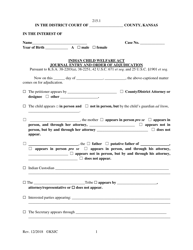 Document preview: Form 215.1 Indian Child Welfare Act Journal Entry and Order of Adjudication - Kansas