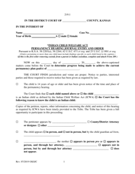 Form 219.1 Indian Child Welfare Act Permanency Hearing Journal Entry and Order - Kansas