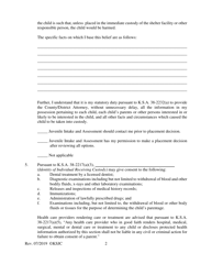 Form 104 Application for Care by Law Enforcement Officer - Kansas, Page 2