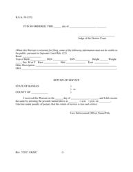 Form 311 Warrant - Kansas, Page 2