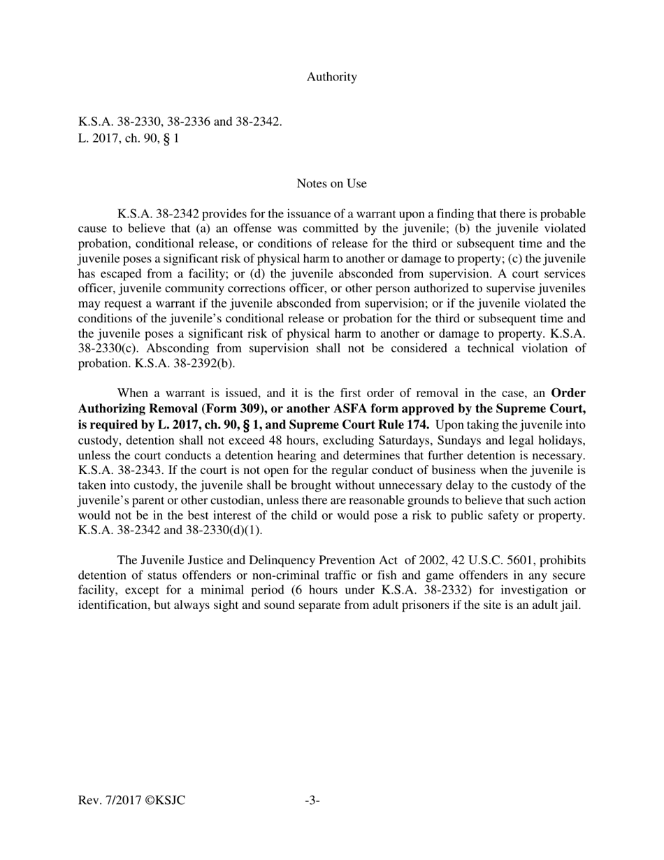 Form 311 Warrant - Kansas, Page 3