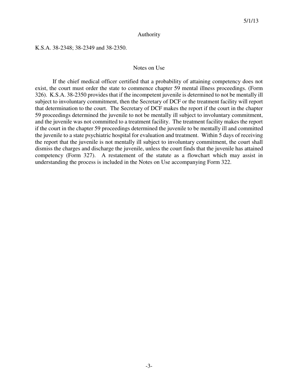 Form 327 Journal Entry of Hearing Relating to Competency Upon Dcf Report - Kansas, Page 3