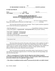 Document preview: Form 329 Journal Entry of Hearing on Motion to Authorize Prosecution as an Adult - Kansas