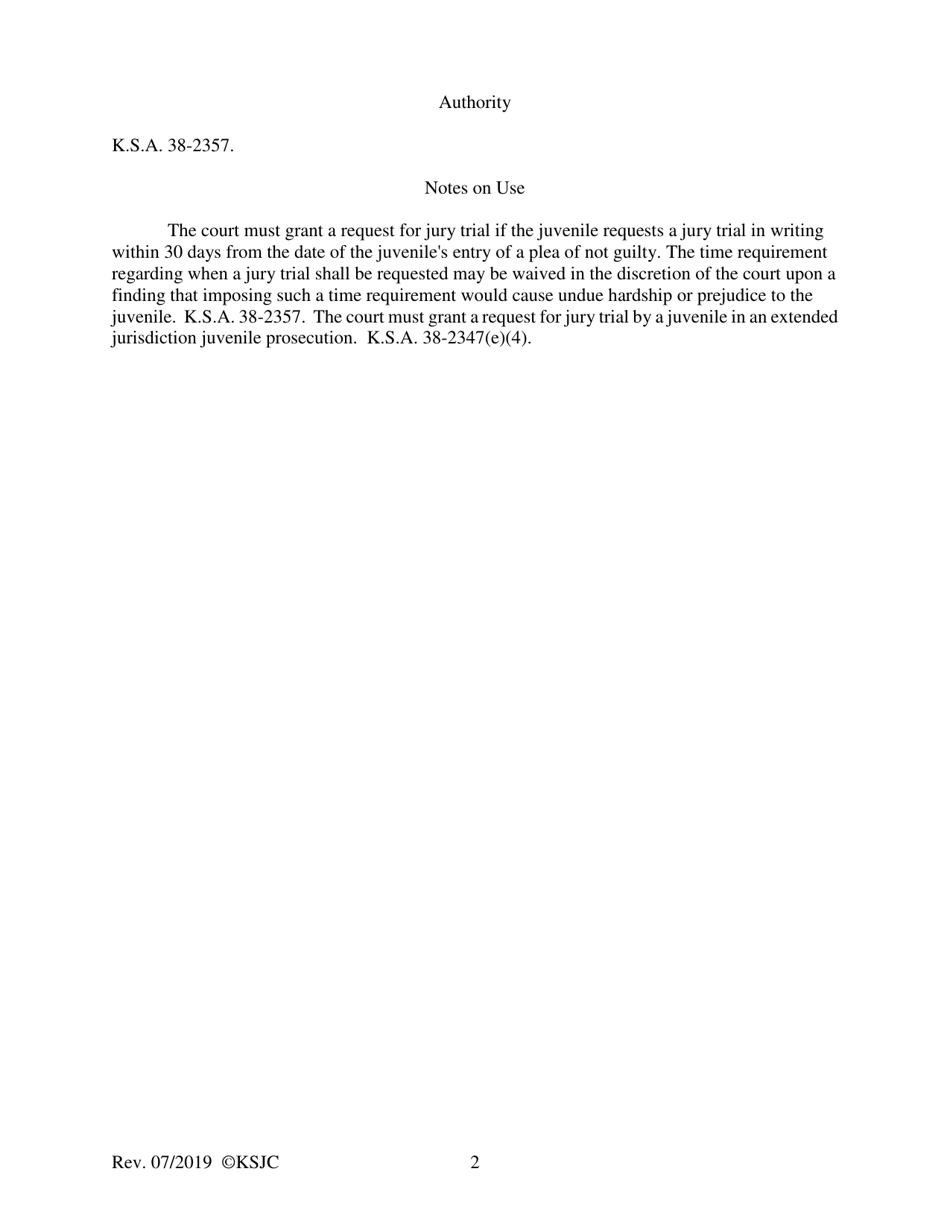Form 334 Ruling on Request for Jury Trial and / or Waiver of Time Requirement Provided in K.s.a. 38-2357(A)(1) - Kansas, Page 2