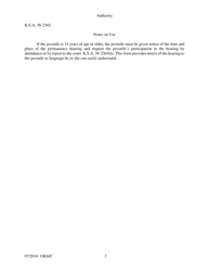 Form 361.1 Notice of Permanency Hearing for Juvenile - Kansas, Page 2